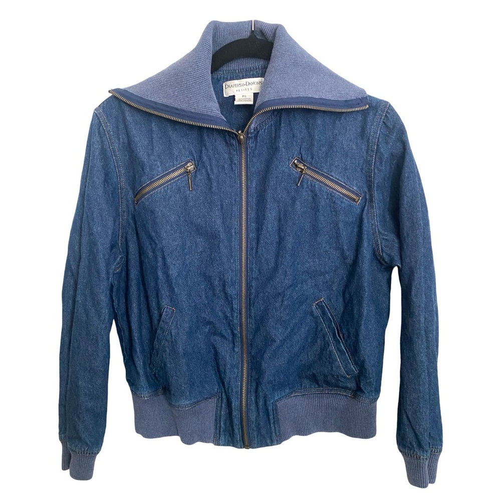 Draper’s & Damon’s Denim Jacket Small Petite Jean Moto Zippered Pockets